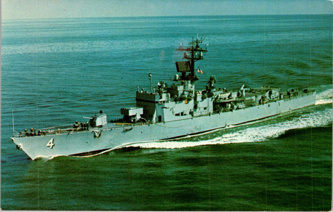 U.S.S. Talbot DEG-4 Brooke-Class Frigate Postcard 1970s Bath Iron Works