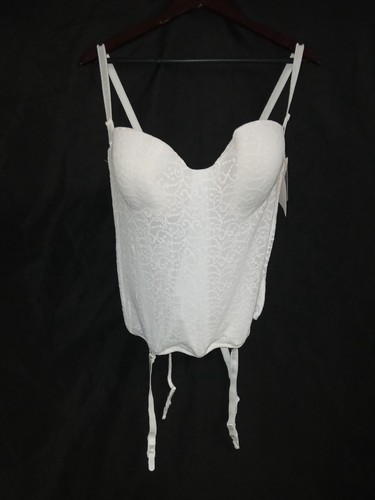 New Carnival Full Figure Seamless Invisible Lace White Torsolette Style 425 40D - Picture 3 of 6