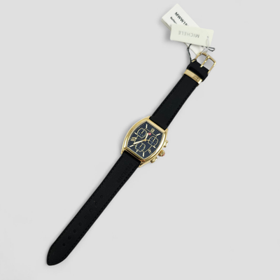 Michele Black and Gold Chronograph Silicone Strap Watch Michele Tahitian Chronograph Watch | Gold Tone & Black  main image 2