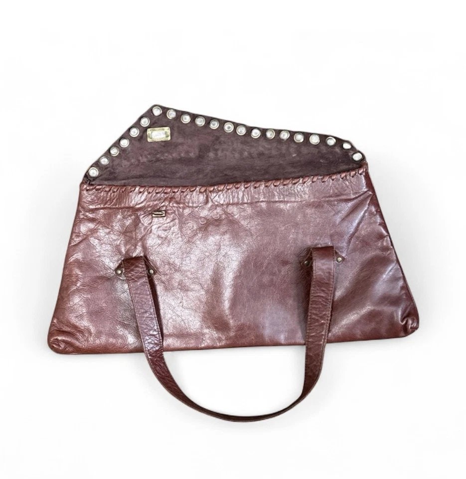 E.D.E. Винтажная коричневая кожаная наплечная сумка NYC деревенская богемная цыганская 18x9x1 - Изображение 3 из 4