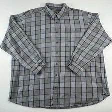 The Foundry Mens 4XLT Tall Gray Plaid Flannel Button Up Work Outdoor XXXXL Shirt