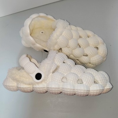 Creamy Ivory Bubble Clogs + Sherpa Fur Lined Size 8 New + Tags * Massage Feel