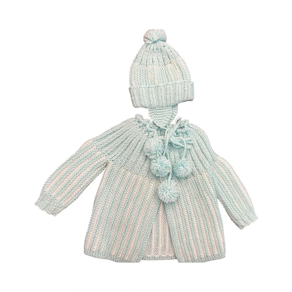 Set maglione e cappello bambino fatto a mano 0-3 mesi - Immagine 2 di 4
