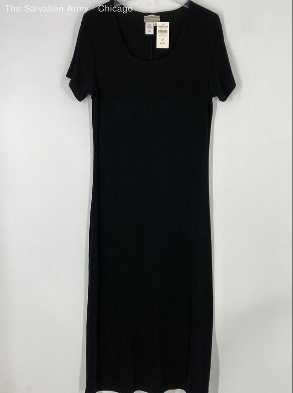 Coldwater Creek Womens Black Short Sleeve Slinky Sheath Dress Size Medium