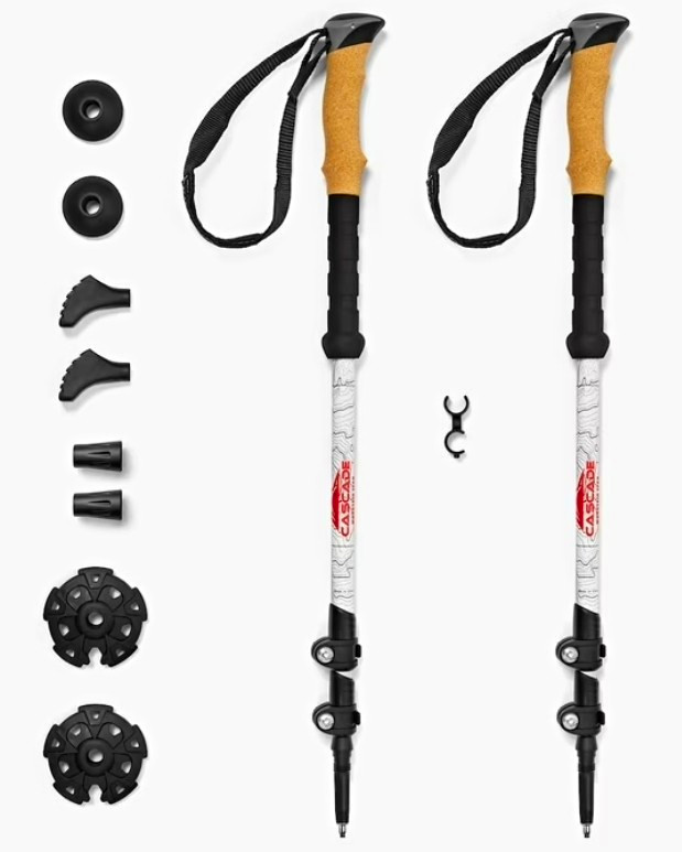 Cascade Mountain Tech Twist Lock Trekking Poles Cork/Foam Grip 24-53" 2-Pack