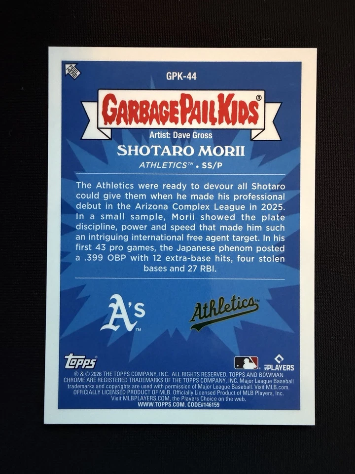 Shotaro Morii - 2026 Bowman Chrome GPK-44 Shelled Shotaro Garbage Pail Kids A’s  - Bild 2 von 4