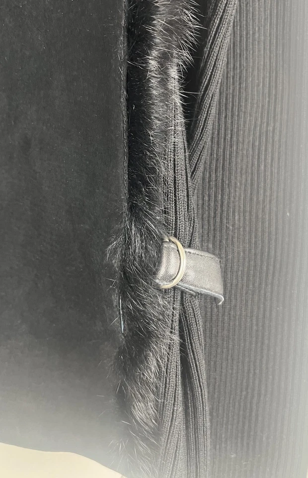 Cynthia Steffe Cuero Gamuza Suéter Chaqueta Piel Algodón Acanalado Negro Cremallera Completa Nuevo con Etiquetas Foto 2 de 4