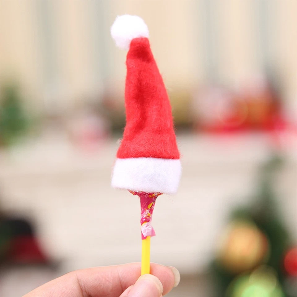 10Pcs Christmas Ornaments Red Reusable Santa Hat Pendant for Tree Decoration - Image 2 of 4