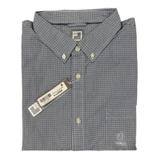 JCP Men's Plaid Button Down Shirt XL Blue Preppy Business 80's 2-Ply