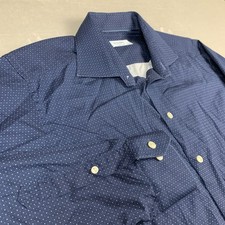 Eton Contemporary Dress Shirt Men 16.5 42 Blue Polka Dots Casual Office Cotton