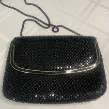 Vintage Handbag Black Mesh Crossbody Clutch Chain Snap Closure Party 9 x 6