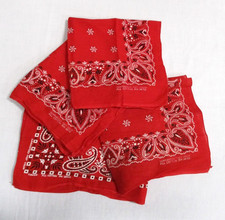 Vintage Fast Color Bandana Lot 0f 4 Red Paisley 14193  13960 All Cotton