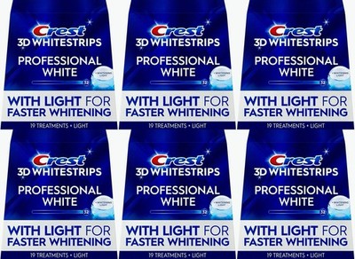 (6X) Crest 3D Whitestrips Professional White + Light 32 Levels Whiter 38 Strips