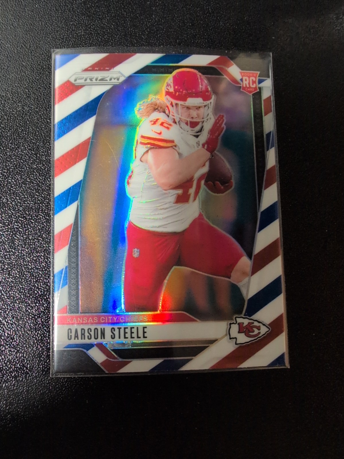 Carson Steele 2024 Panini Prizm - Rookies #377 Red White & Blue Prizm (RC)