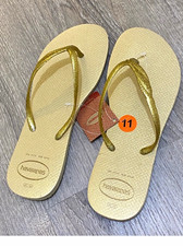 Havaianas Women  s Gold Glitter Flip Flop Sandals Slip On US 11/12 EU 43/44