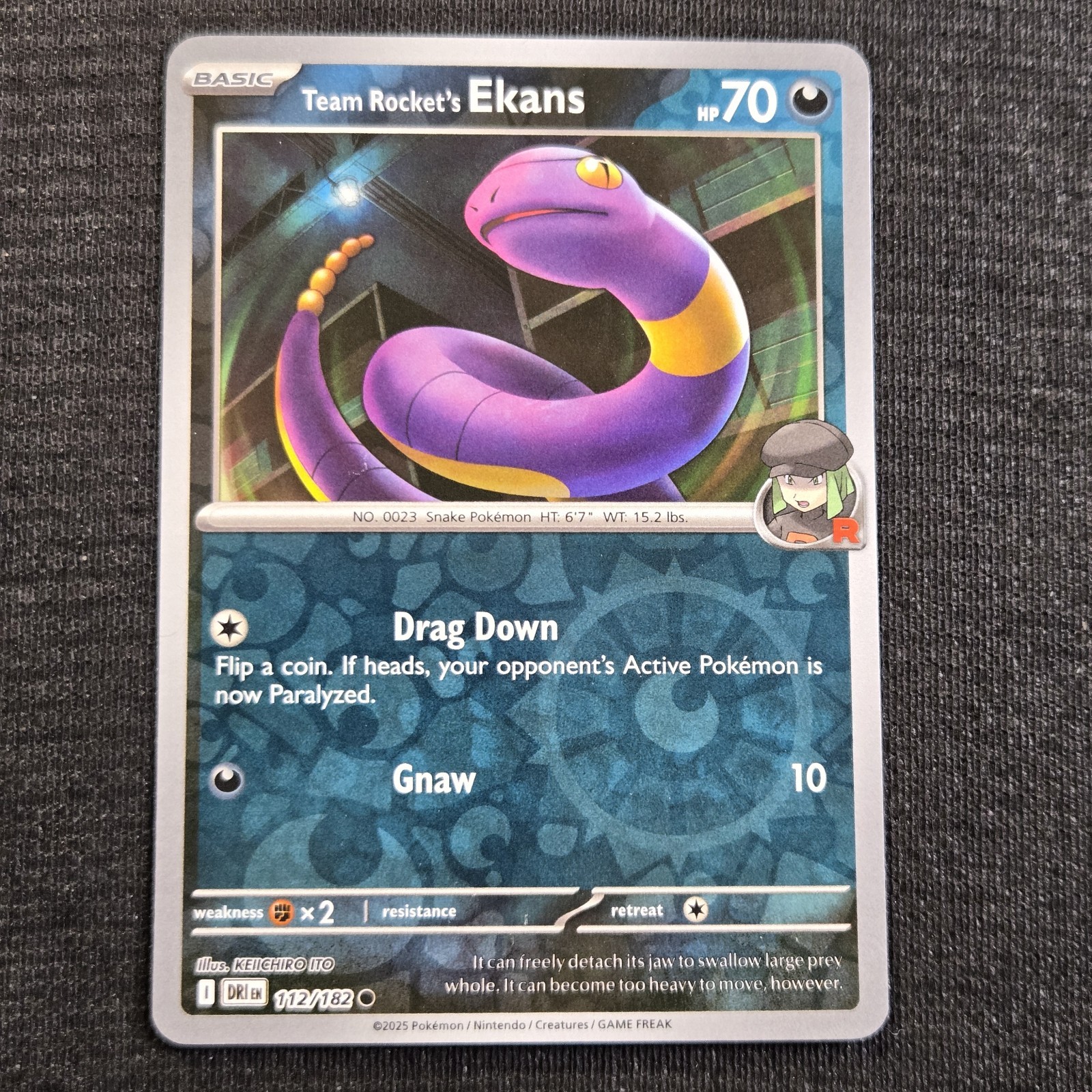 Pokemon TCG Destined Rivals Team Rocket's Ekans Reverse Holo Card 112/182