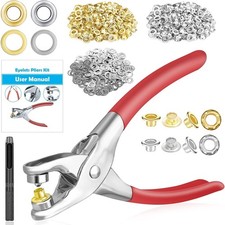 803Pcs Grommet Eyelet Pliers Kit, 1/4 Inch Grommet Tool Kit with 800 Metal