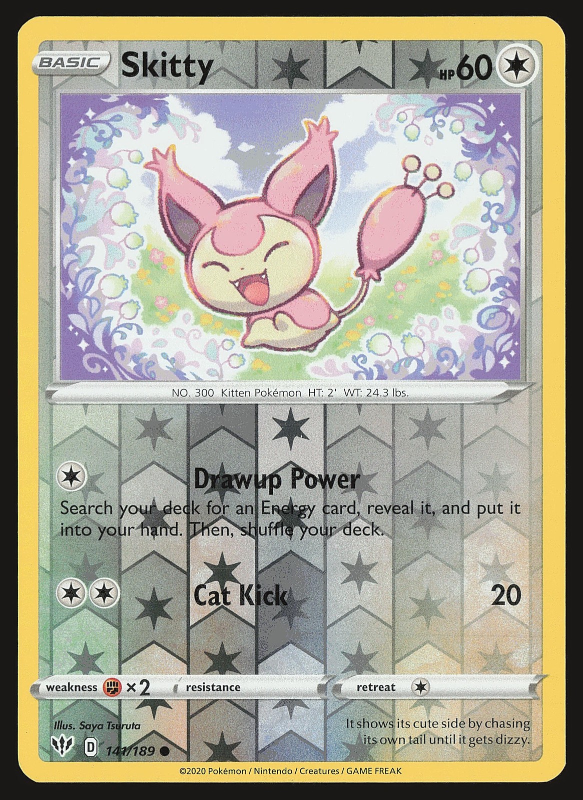 SWSH03: Darkness Ablaze Skitty #141/189 Reverse Holo Pokemon Card