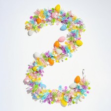 13 ft Easter Egg Garland with 20 LED Lights,Pastel Easter Tinsel Garland with...