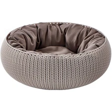 Keter by Curver Knit Cozy Resin Plastic Pet Bed for Small Dogs and cats, Beige