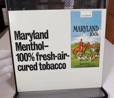 Vintage Maryland Menthol 100's Cigarettes Cardboard Sign Fox Hunting Horses Dogs