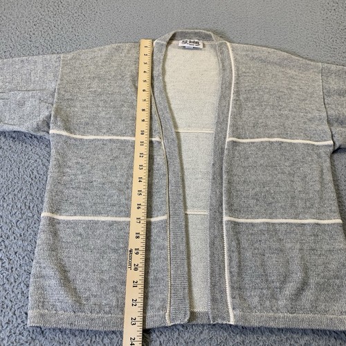 Cardigan vintage St John maglia camicia donna 10 grigio erica bordo beige made in USA - Foto 5 di 10
