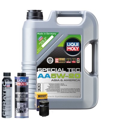 Motoröl 5W20 LIQUI MOLY Spezial Tec Aa 5L+HENGST Ölfilter +Spülung +Cera Tec