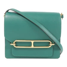 *15%OFF* HERMES GHW Mini Roulis Shoulder Bag Evercolor Leather Malachite