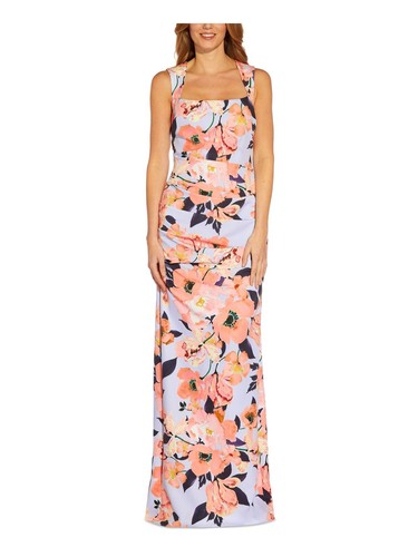 ADRIANNA PAPELL Womens Blue Back Sleeveless Full-Length Evening Gown Dress 0