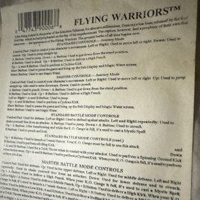 Culture Brain Flying Warriors Nintendo Entertainment System NES Manual Included