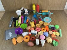 Large Lot of Kids Pretend Play Toy Food Dishes Utensils Pots Pans Kitchen