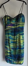 Ani Sleeveless Mini Dress Women L Silk Wool Multicolor Abstract 90s Style