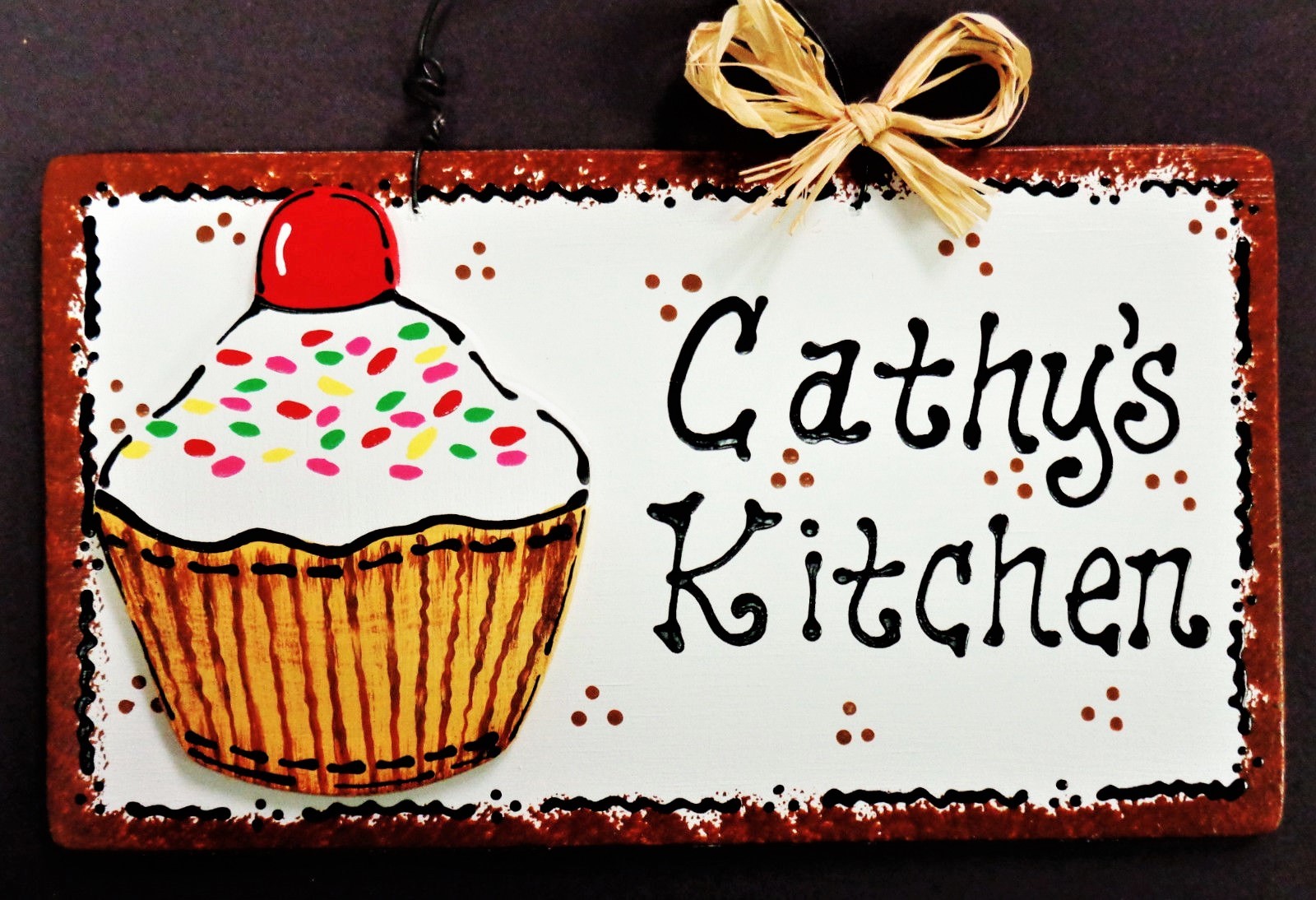 CUPCAKE OVERLAY Personalized KITCHEN SIGN Decor Wall Art Hanger Wood Plaque-image