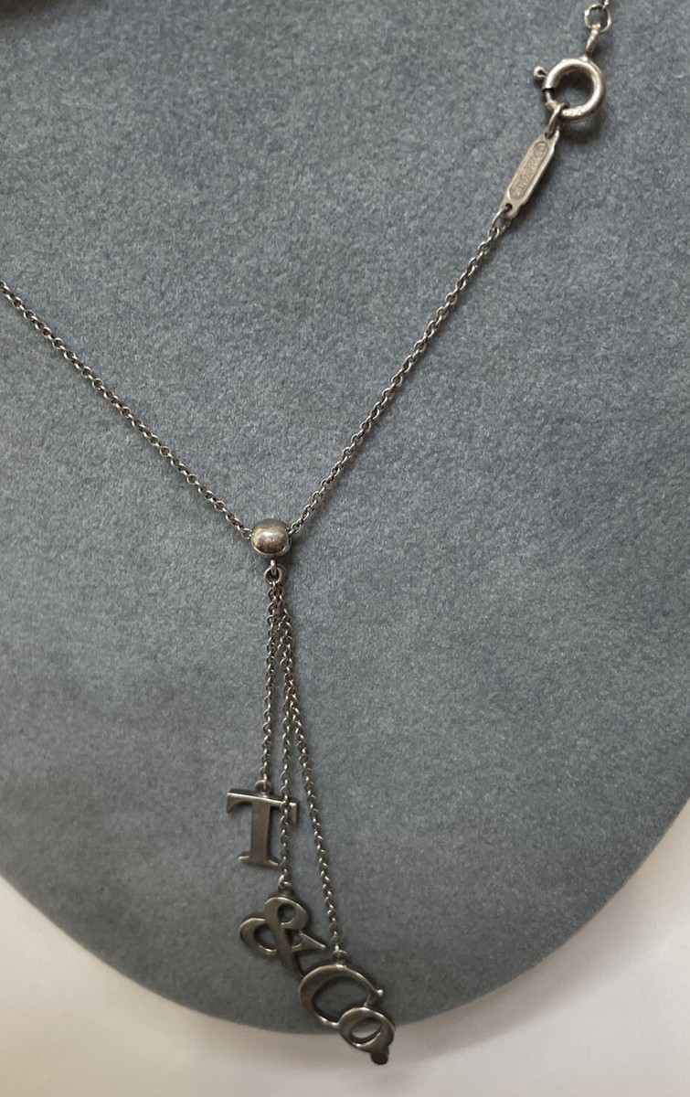 TIFFANY & CO STERLING SILVER 925 DROP DANGLE LARIAT LETTER