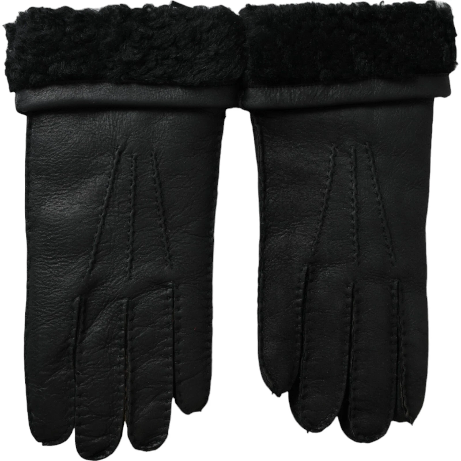 DOLCE & GABBANA Gloves Black Leather Fur Short Hands Mitten Men s. 10 /L 750usd