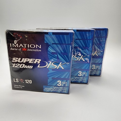 Lot of 3- 3M Imation LS-120 SUPER 120MB DISKETTES 3-Pack NOS Made In USA 🇺🇸