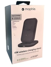 Mophie 15W Qi Fast Wireless Charging Stand w. Adapter and Cable - Black NEW!