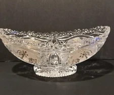 Rare Crystal Cut Glass Gold Motif Dragon Bowl / Vase