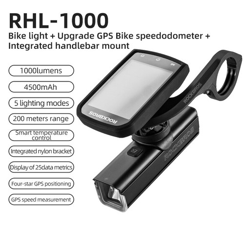 ROCKBROS Bike Light GPS Set ANT+ Speedometer With Bracket Smart Bike Headlight - Picture 22 of 34