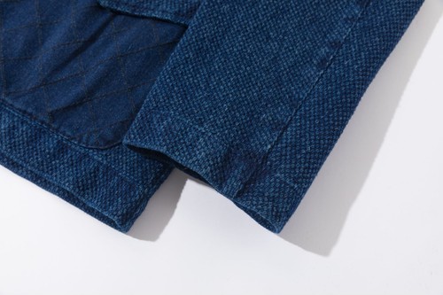 Men's Vintage Style Cotton Dobby Japanese Kendo Sashiko Blazer Workwear Jacket - Picture 9 of 13