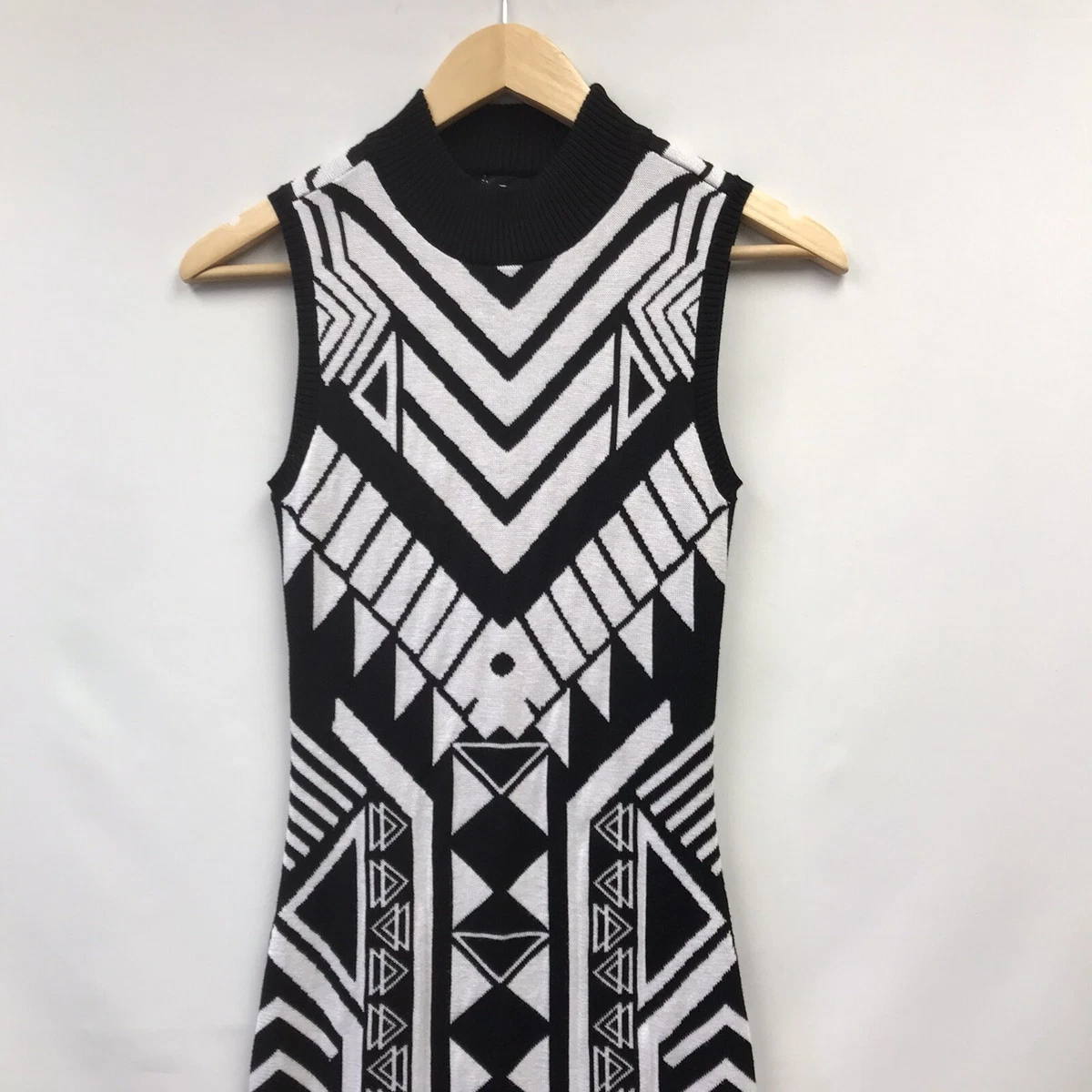 Derek Heart Womens Size Small Sweater Dress Midi Black White Aztec