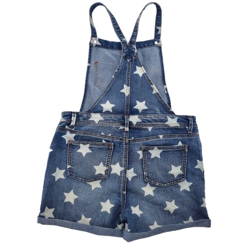 Cat & Jack Girls Short Romper/Overall Blue Denim Stars Print Size XL ( 14/16 ) - Picture 11 of 15
