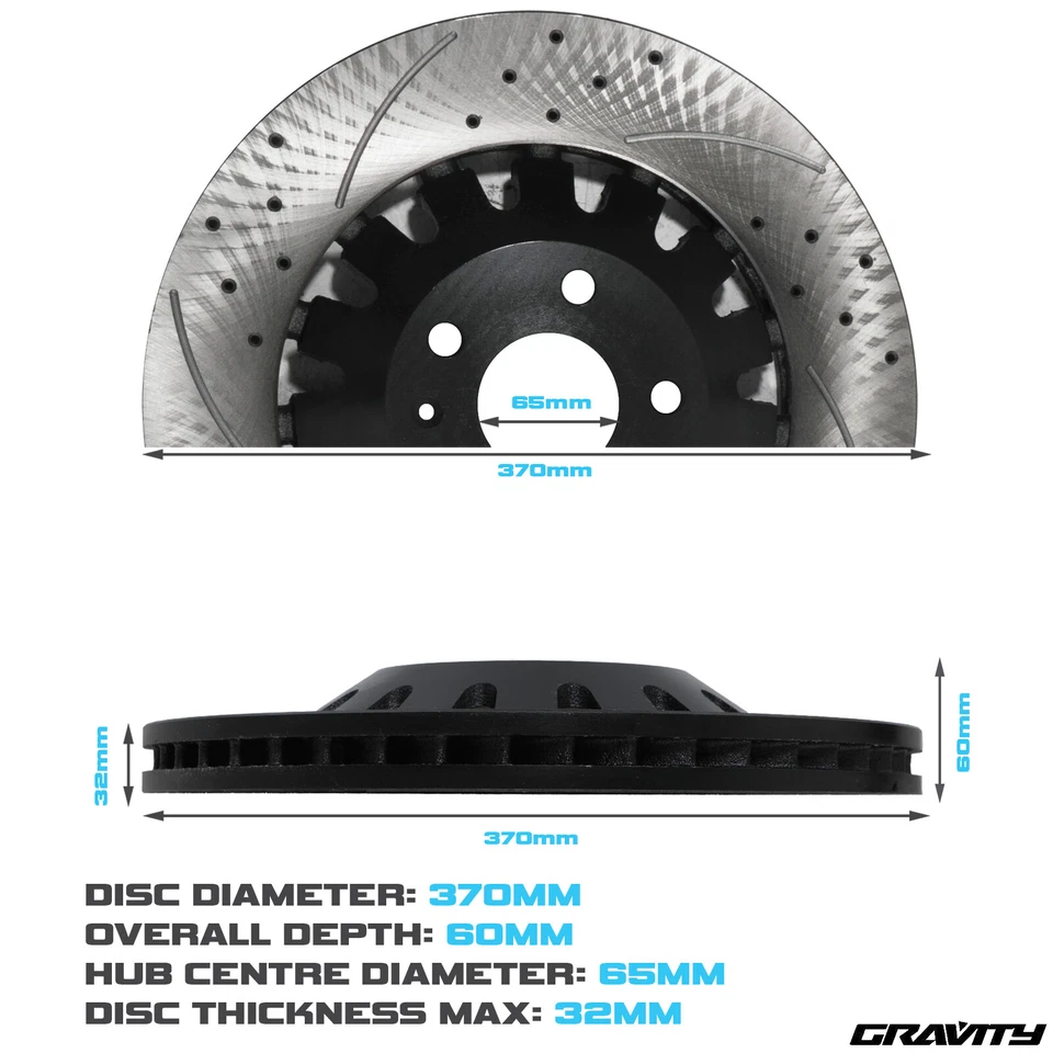 DISCOS DE FRENO DELANTEROS PERFORADOS RANURADOS 370MM PARA AUDI RS3 8P SPORTBACK 11-13 - Imagen 2 de 4