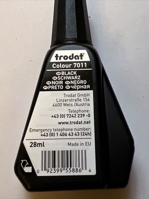 Trodat & IDEAL Refill Stamp Ink, 1 ounce Bottle, BLACK INK Trodat 7011 Color