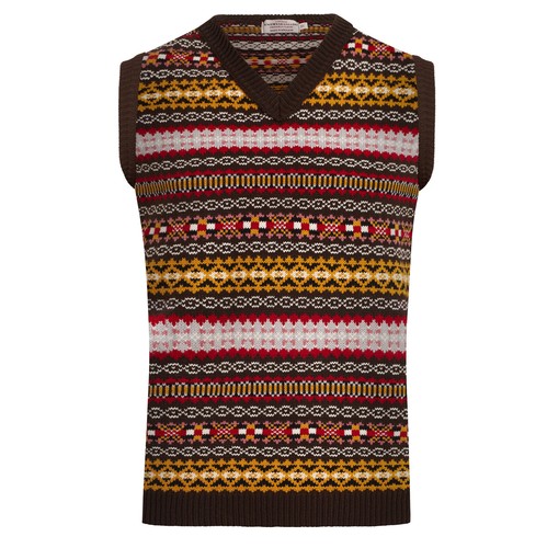 Unisex Herren Fairisle Weste Pullunder Vintage Ärmellos Strickpullover 50s 60s - Bild 14 von 52