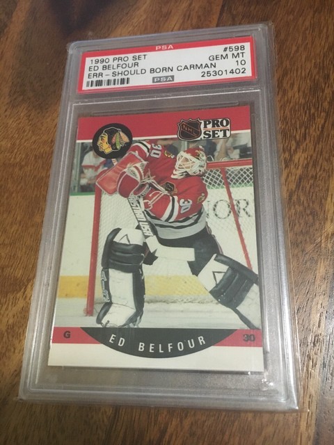 1990 Pro Set Ed Belfour PSA 10 Rookie Error Card RARE EBay