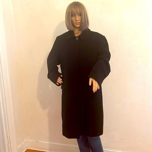 Burberry US 10 Italy Gr. 44 Schwarz Lammwolle Kaschmirmischung Knielanger Mantel