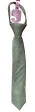 Boys 12 Inch Green Corduroy Zipper Necktie