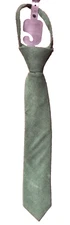 Boys 12 Inch Green Corduroy  Zipper Necktie