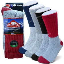 3 Pairs Mens Winter Thermal Crew Mens Warm Heavy Duty Boots Socks Size 10-15